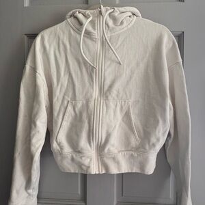 Women’s XS Athletic White Cropped Zip-Up Hoodie